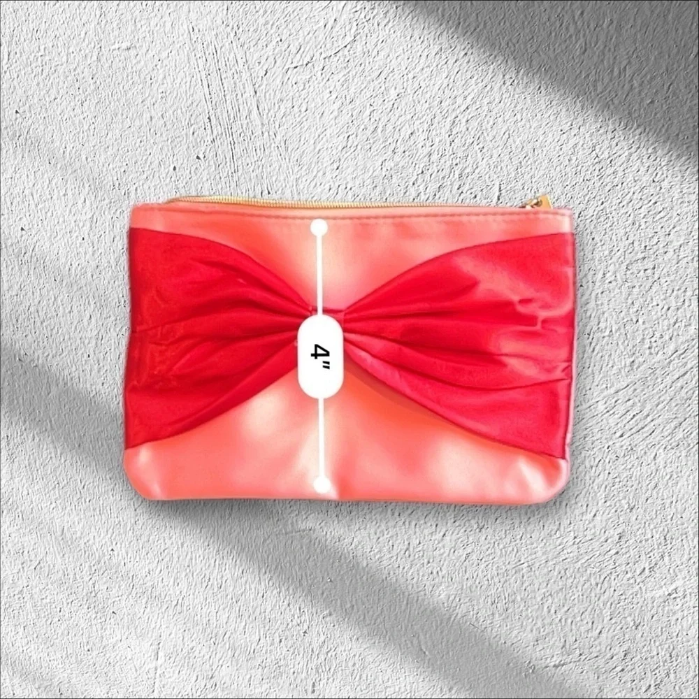Ipsy elegant red bow and pink color make up bag December 2024 zipper New